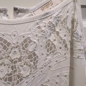 White Spaghetti Strap Dress with beading